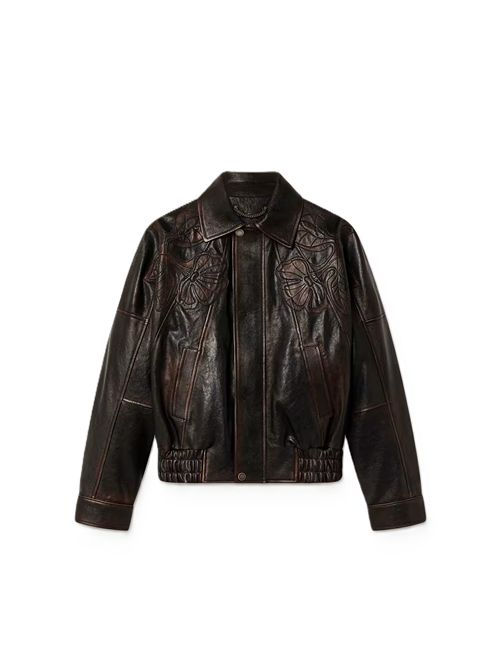 golden goose Bomber da Donna in nappa color borgogna scuro con ricamo floreale Golden Goose | GWP02560P00230040249